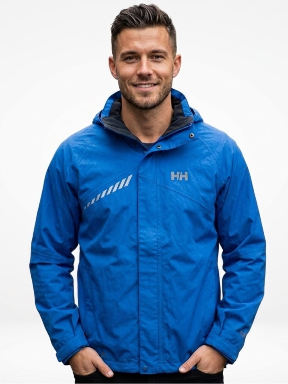Helly Hansen HH Men Large Vibrant Blue Waterproof Lightweight Jacket Windbreaker